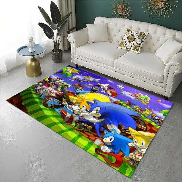 Potdemiel Classic Game S-Sonic Cartoon Teppich, rutschfester Kinderteppich in Mehrfarbig für Wohnzimmer, Schlafzimmer und Kinderzimmer - Bild 1