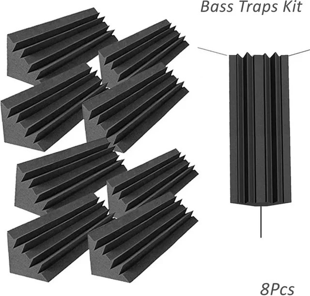 Acoustanker Akustik-Bassfalle Set aus hochdichtem Schaumstoff, 8 Stück, Schwarz, B/T/H: 12 x 12 x 48 cm - Bild 1