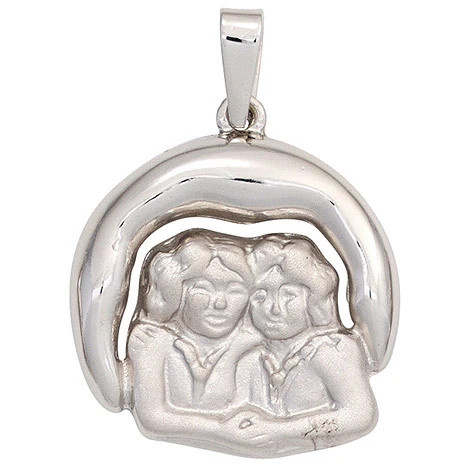 Colfem Anhänger Sternzeichen Zwilling, 925 Sterling Silber, matt, Unisex - Bild 1
