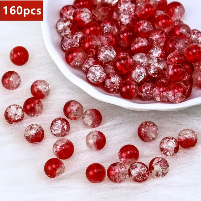 QYWCTZ Rissperlen, Rot-Weiß, Transparent, 8mm, Unisex - Bild 1