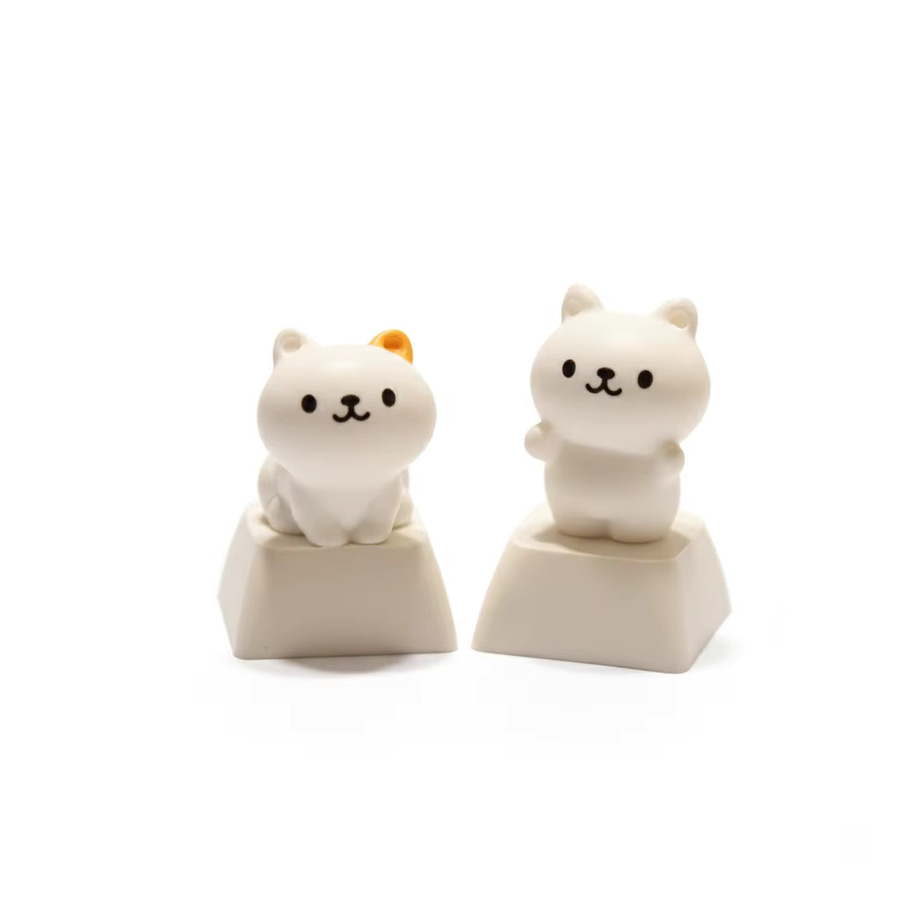 Kawaii Weiße Katze Artisan-Tastenkappe aus PBT für mechanische Tastaturen als individuelles 3D-Tier-Design - Bild 2