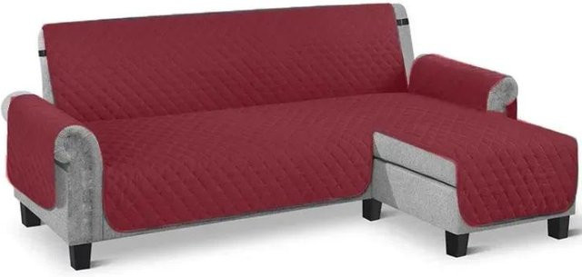 Universal L-förmiger Sofa-Schutzbezug aus gebürstetem Fleece für Ecksofas, rot - Bild 1