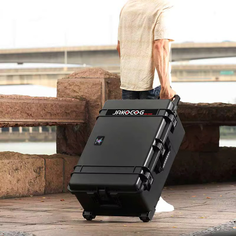 Wasserdichte Werkzeug-Aufbewahrungsbox von OEMG in Schwarz, tragbarer Organizer für Hardware und Instrumentenausrüstung mit Zugstange - Bild 2