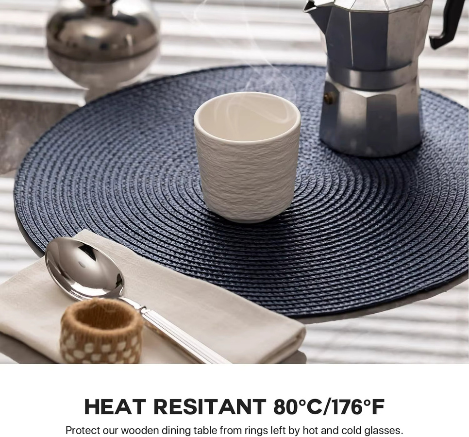 4er-Set Runde Tischsets Tabletex Blau aus Kunststoff gewebt, abwischbar und rutschfest - Bild 6