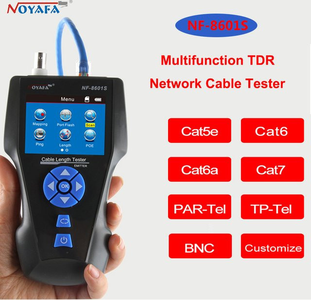 Noyafa NF-8601S Multifunktions TDR Ethernet Kabel Tester für RJ45 RJ11 BNC CAT5 CAT6 6E CAT7 PoE LAN Test und Ping in Schwarz - Bild 1