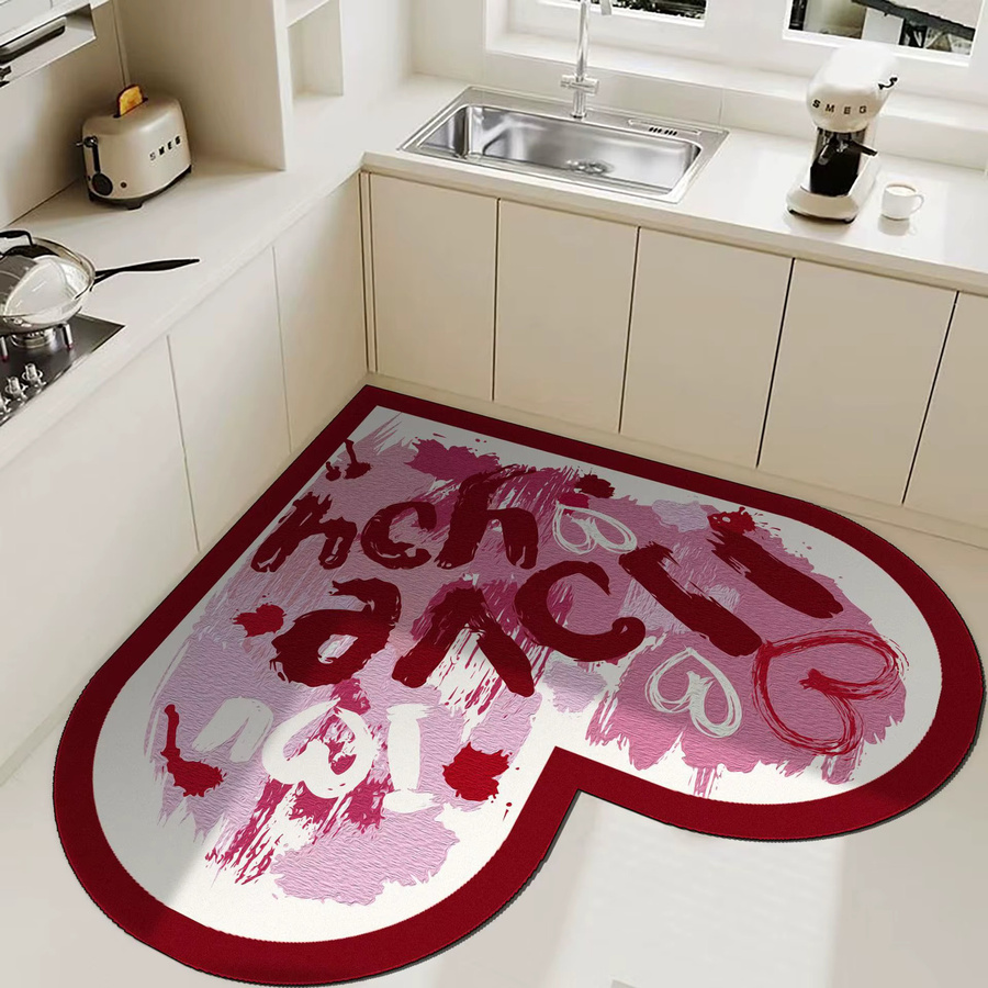 VIKAMA Corner Love Badezimmermatte aus Diatome-Schlamm, rutschfest und schnell trocknend, B/T: 60 x 40 cm - Bild 1