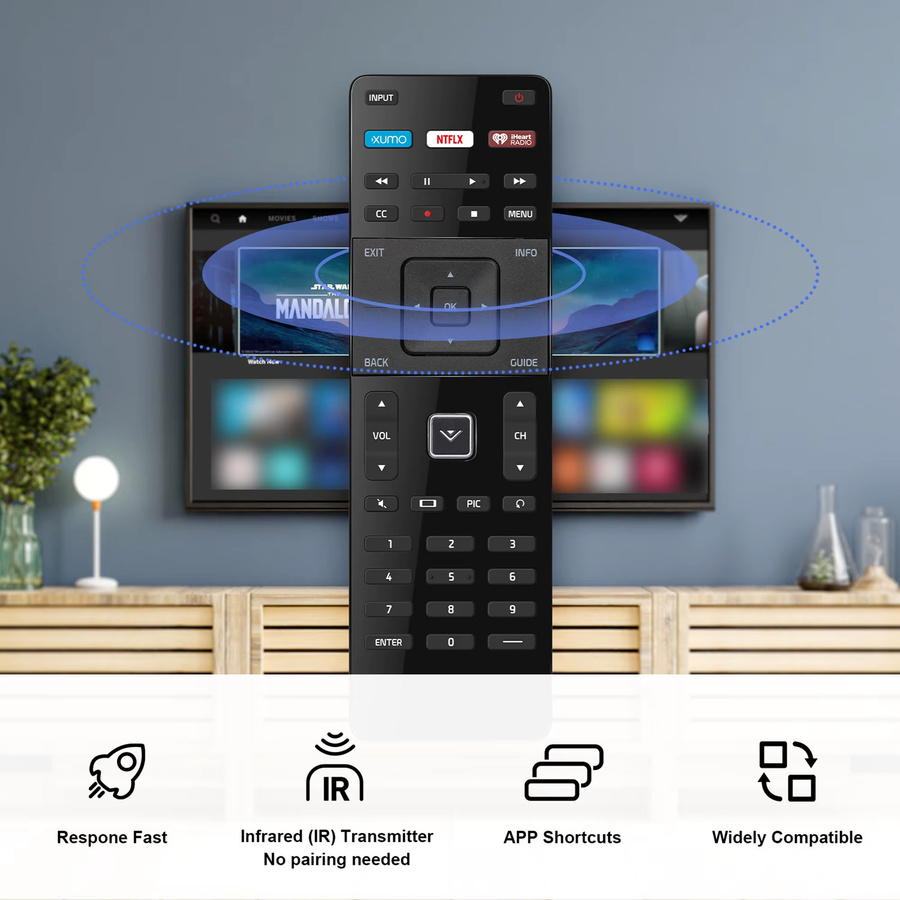 Vizio Ersatz-Fernbedienung für Smart TV D-Serie und E-Serie, kompatibel mit LED HDTV 4K UHD TV HDR, Schwarz - Bild 3