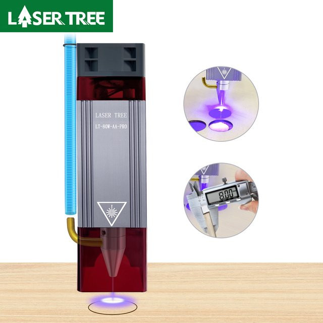 LASER TREE 80W Blauer Laserkopf mit Luftunterstützung für CNC Metall- und Holzgravur sowie Holzschneiden mit TTL-Steuerung und 0,01mm Präzision - Bild 1