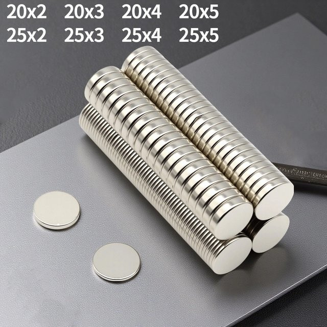 imans Kühlschrankmagnete aus Metall in Silber für Heimwerker, Büro, Whiteboard und Werkstatt, Set mit verschiedenen Maßen: 20 x 2 mm, 20 x 3 mm, 20 x 5 mm, 25 x 2 mm, 25 x 3 mm, 25 x 4 mm, 25 x 5 mm - Bild 1