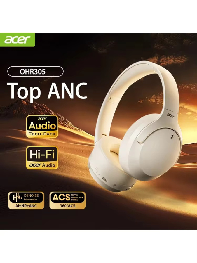 Acer OHR305 ANC Drahtlose Kopfhörer in Schwarz mit Bluetooth 5.4, ENC, HD-Mikrofon, Head Tracking, 3D Spatial Audio und -42dB Geräuschunterdrückung - Bild 7
