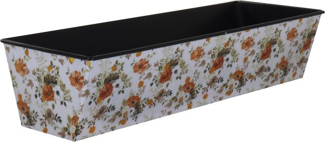 A.H.G. Blumenkasten Flora mit Gold-Reflexen und Blätterprint, Eckig, Weiß, B/T/H: 51 x 18 x 10,5 cm - Bild 1