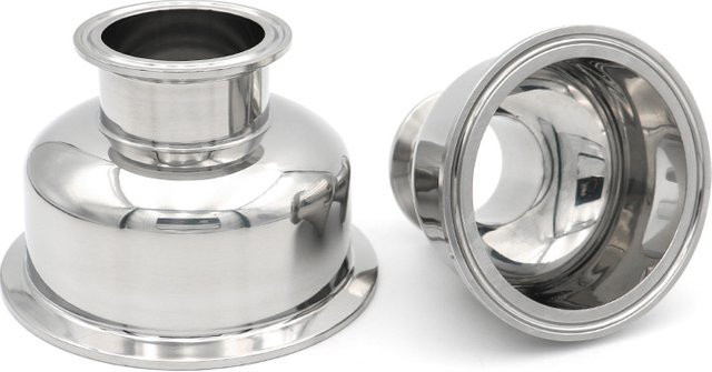 Halbkugelförmige Tri-Clamp-Schüssel als Reduzierstück aus Edelstahl SS304 in Silber - Bild 1