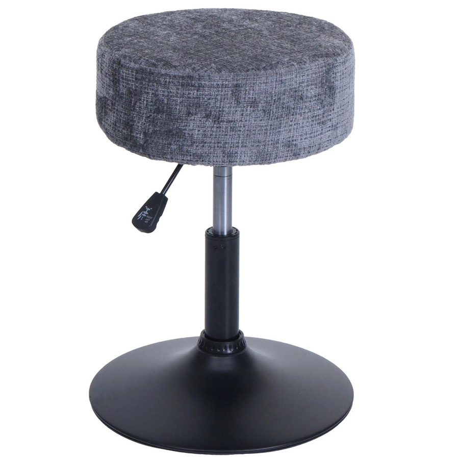 PROREGAL Hocker höhenverstellbar und drehbar aus Chenille in Dunkelgrau, Durchmesser: 37 cm, Sitzhöhe: 45-57 cm - Bild 2