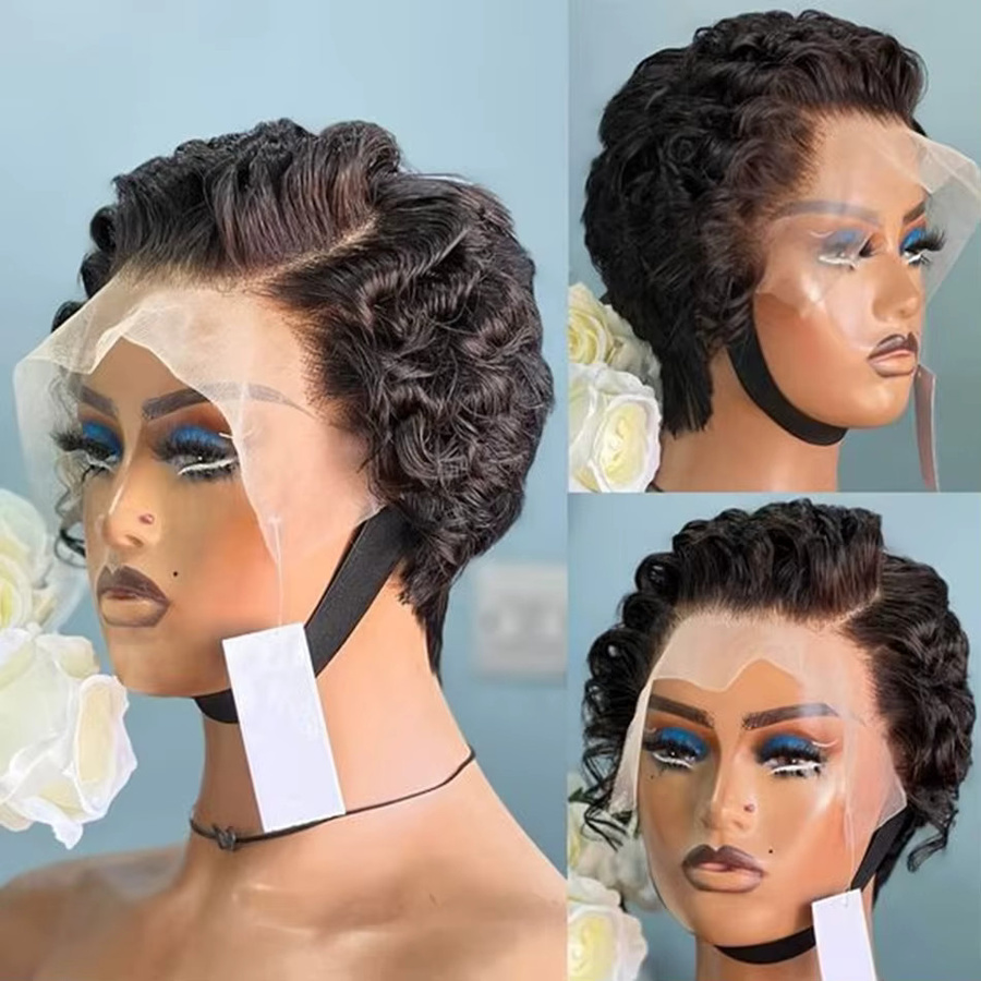 Tomiyaa Bob-Perücke Pixie-Cut, Schokoladenbraun, Lockig, Damen - Bild 2