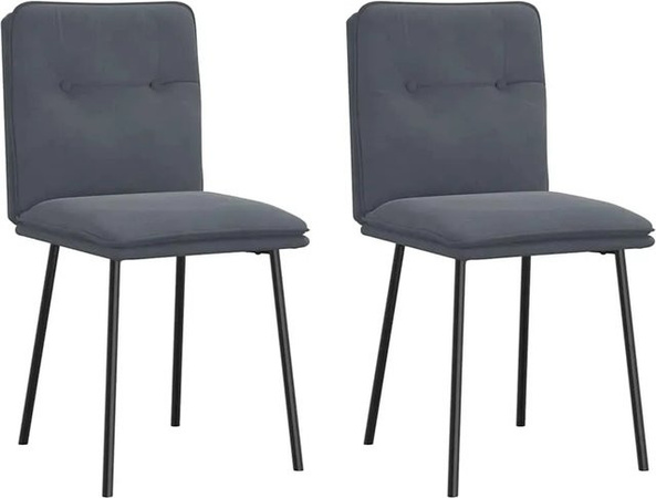 vidaXL Esszimmerstühle 2er Set aus Samt in Dunkelgrau mit Metallbeinen