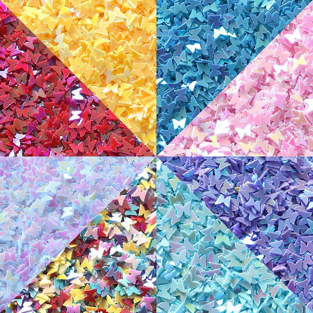 Schmetterling Pailletten aus PVC in Weiß und Multicolour für DIY Kleidung, Maniküre und Make-up Dekoration, 30 g pro Paket - Bild 1