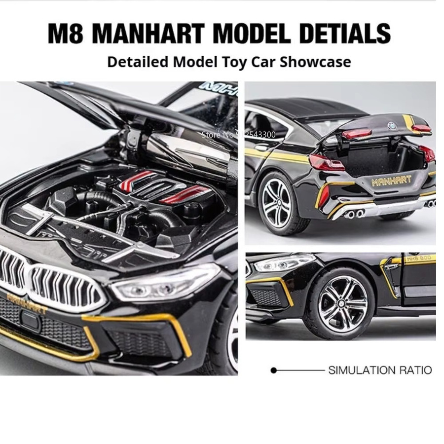 RMZ city M8 M4 Auto-Modell, 1:32 Maßstab, mit Licht und Sound, Druckguss-Fahrzeug - Bild 3