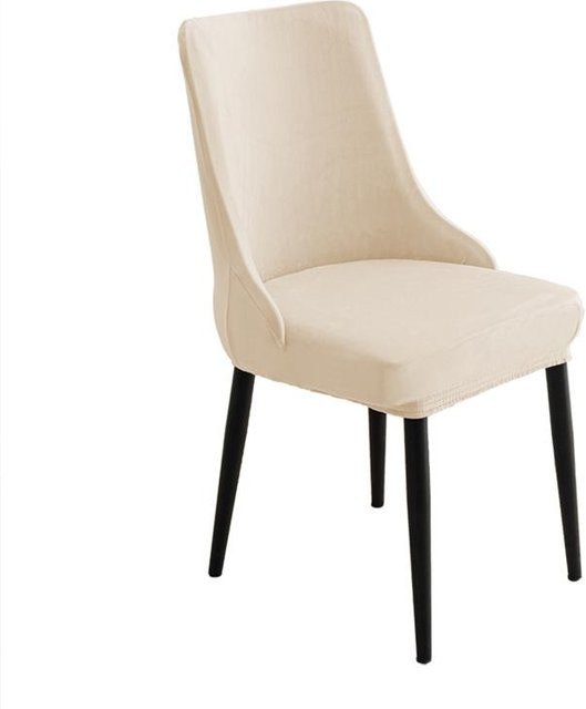 Dehnbare Esszimmerstuhl-Bezüge aus weichem Samt in Beige für Sessel und Küchenstühle, 2er-Set - Bild 1