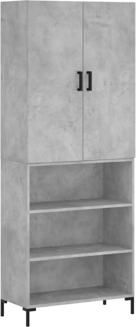 vidaXL Highboard in Betongrau aus Holzwerkstoff und Metall mit Schranktüren und Regalfächern, B/T/H: 69,5 x 34,0 x 180,0 cm - Bild 1