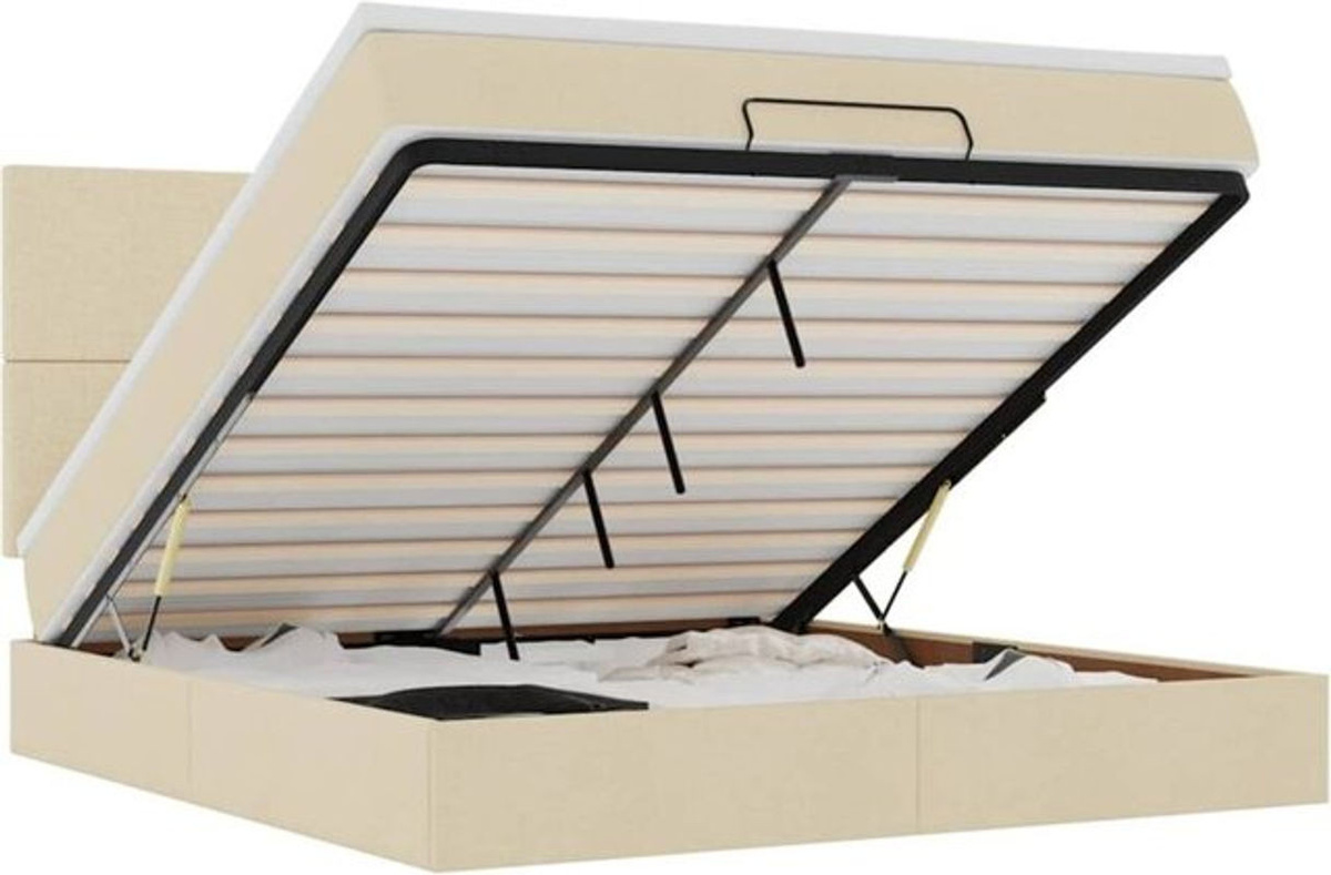 vidaxl Ottoman Funktionsbett mit Matratze aus Stoff in Creme, Modernes Polsterbett B/T: 180 x 200 cm - Bild 1