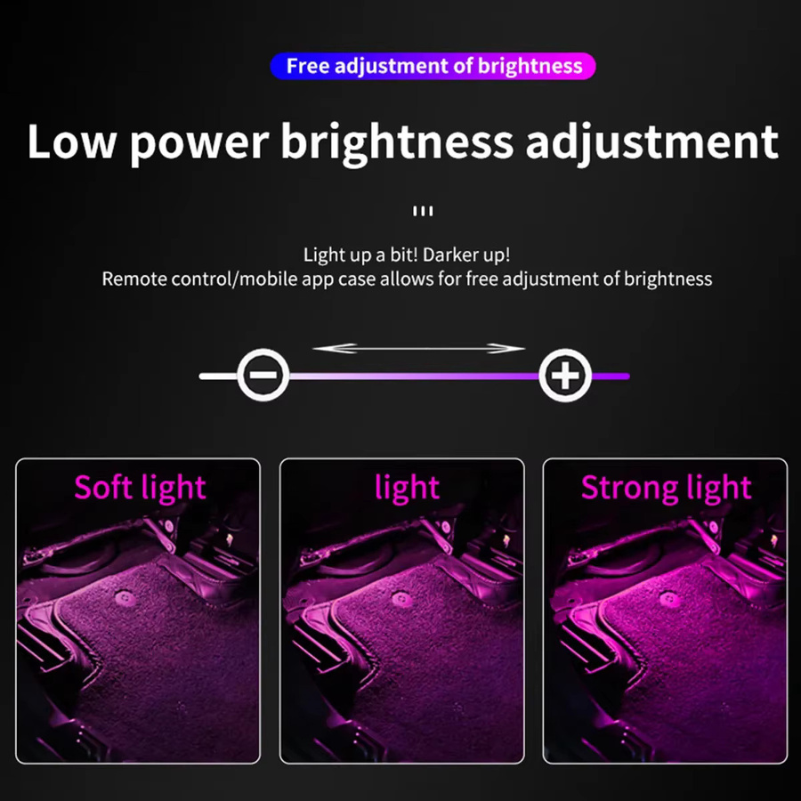 RGB LED Lichtstreifen im Panda-Stil für Motorrad und Auto mit App- und Sprachsteuerung, Multicolour Atmosphäre-Beleuchtung mit Musik-Szenenmodi und Fernbedienung - Bild 2