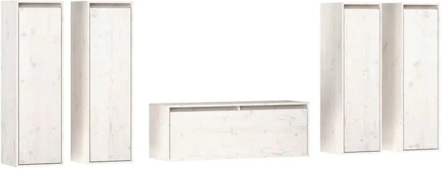 5er-Set vidaXL TV-Schränke aus Kiefer-Massivholz in Weiß, Wandmontage, Klassisch - Bild 1
