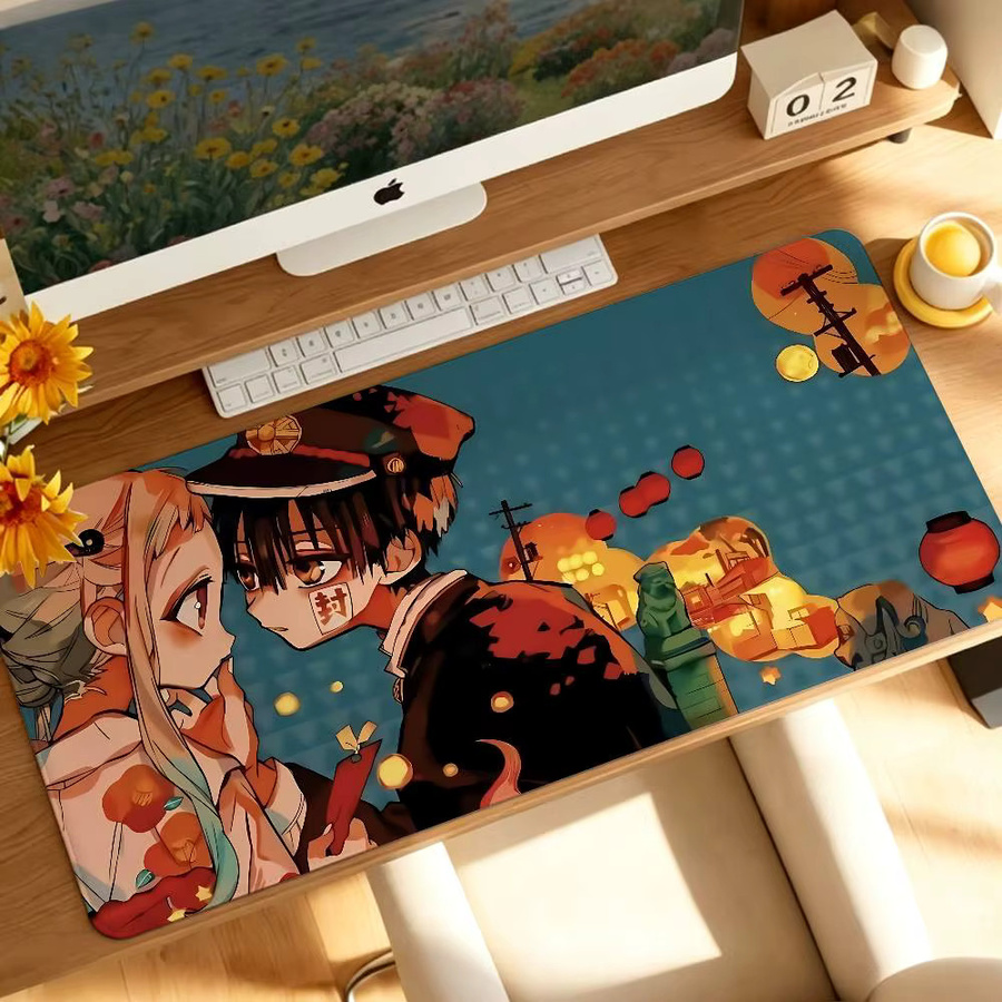 Bilibili Anime Toilet-bound Hanako-kun Gaming-Mauspad, rutschfest mit genähtem Rand, große Schreibtischunterlage für Computer und Tastatur, Multicolour - Bild 5