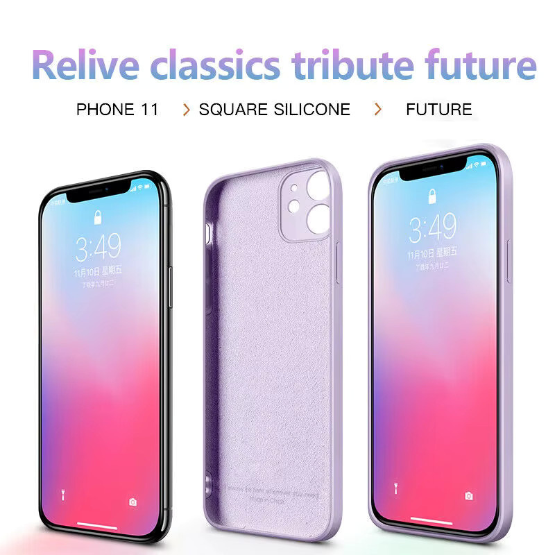 Stoßfeste quadratische Flüssigsilikon-Handyhülle für iPhone 15 14 13 12 11 Pro Max Mini X XR XS 7 8 Plus in Rot und Lila - Bild 3