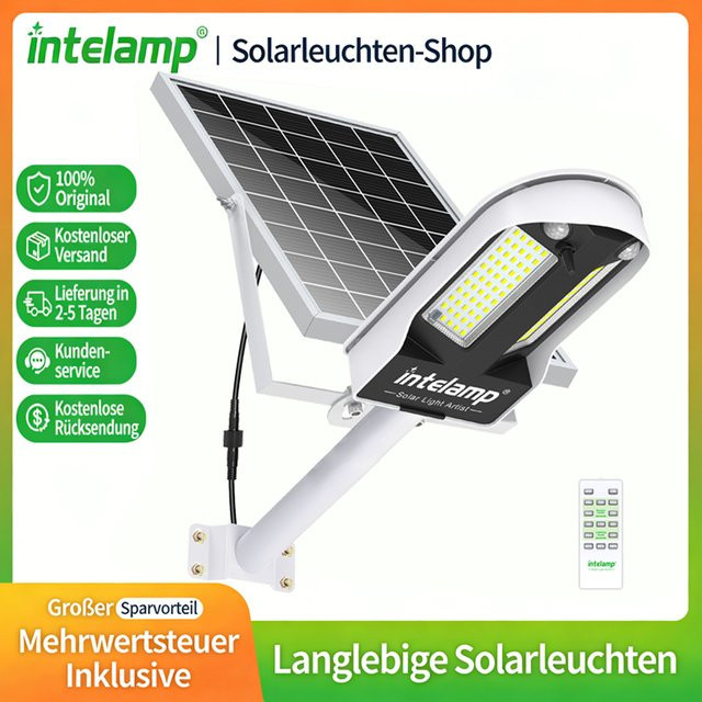 intelamp Solar-Sicherheitsleuchte für Außenbereich mit 3000LM, 12500mA und Dual 180° Bewegungssensor, wasserdichte LED Solar-Straßenleuchte für Garten, Hof und Garage - Bild 1