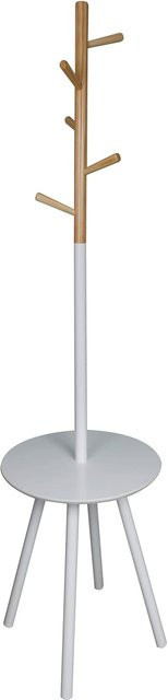 HTI-Living Garderobenständer Jackenständer modern in Weiß mit Haken aus Holz und Bambus, B/T/H: 40 x 40 x 169 cm - Bild 1
