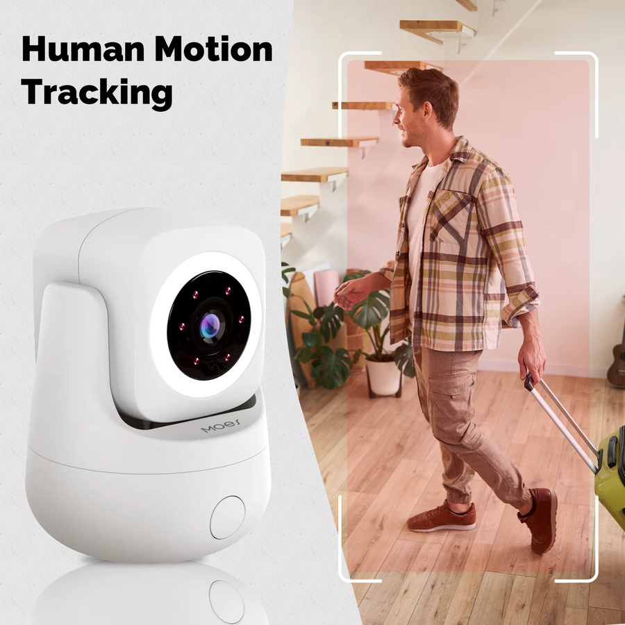 MOES 3MP HD Indoor-Überwachungskamera mit 360 Grad Panoramablick in Weiß, Tuya-App-Steuerung, kompatibel mit Alexa und Google Home, ideal als Baby- und Haustierüberwachung - Bild 5