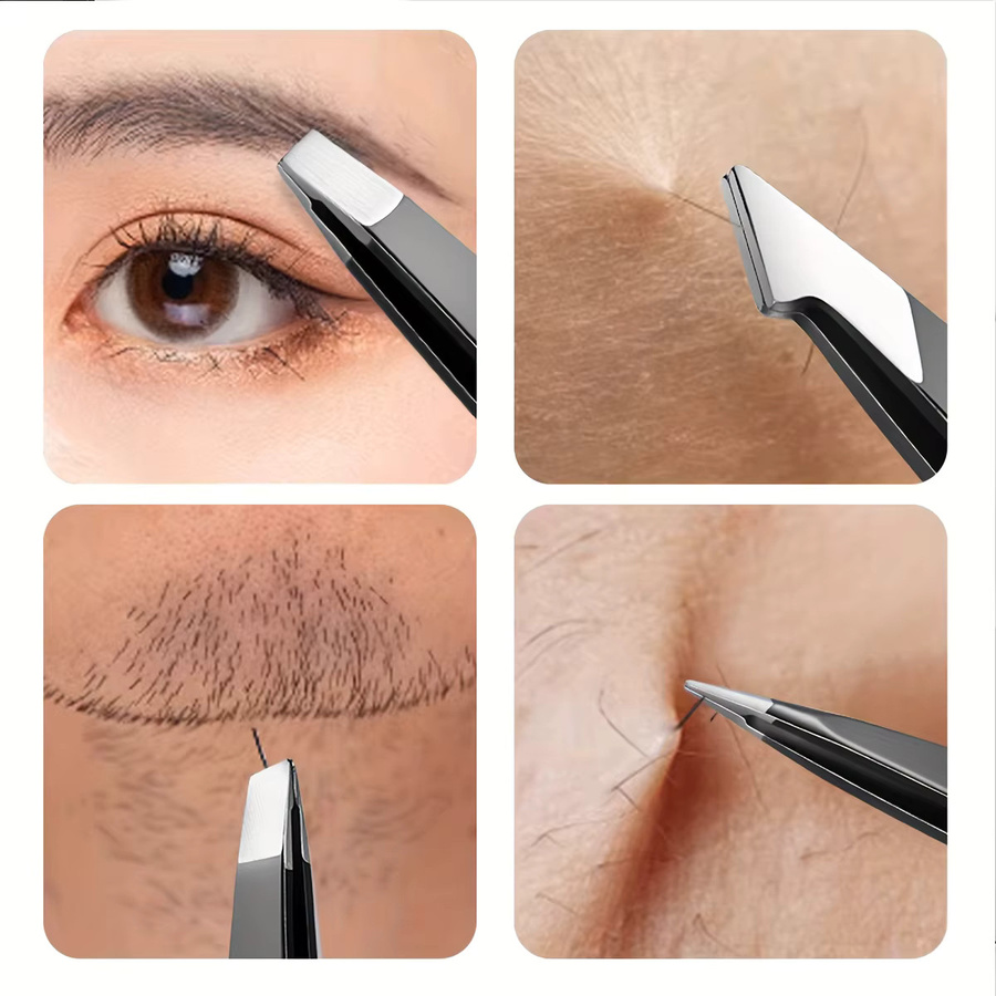 Ouriner Pinzetten-Set, 4-teilig, Edelstahl, Schwarz, Damen, Gesicht - Bild 2