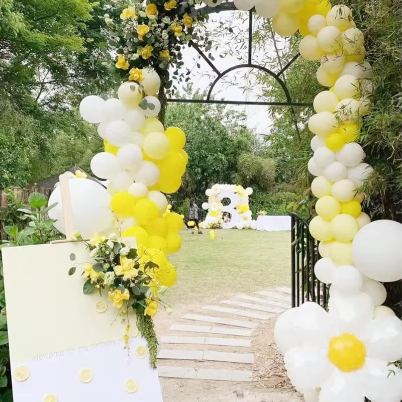 Ellow Daisy Ballon Girlande Set aus weißen und mehrfarbigen Latex Ballons für Geburtstag, Hochzeit und Jahrestag in floralem Design - Bild 2