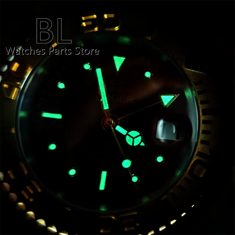 BLIGER Herrenuhr GMT, Automatik, Goldgehäuse, 40 mm, braunes Zifferblatt - Bild 3