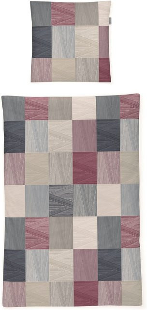 Irisette Bettwäsche checked in Grau und Multicolour aus 100% Baumwolle mit Reißverschluss, B/H: 135 x 200 cm - Bild 1