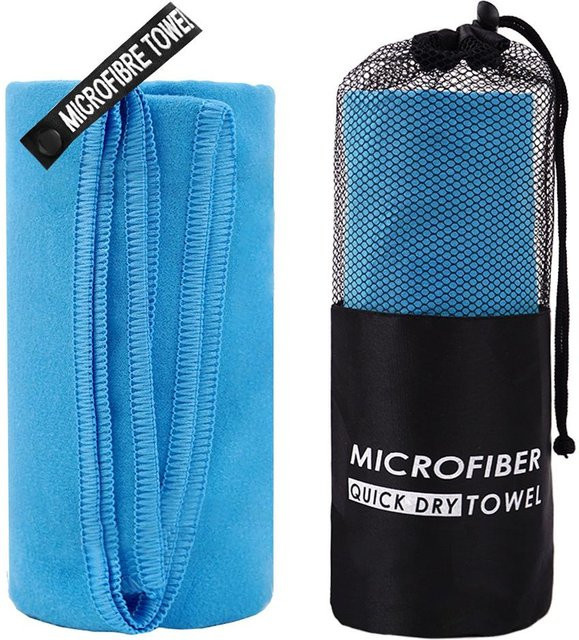 Igeteck Mikrofaser-Reisehandtuch in Blau, schnelltrocknendes Handtuch für Camping, Strand und Fitness, B: 130 cm, H: 80 cm - Bild 1