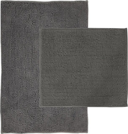 NYVI Badematten Set Chenille 2-teilig Grau, Rutschfest und Saugfähig, B/T: 45 x 50 cm und 50 x 80 cm