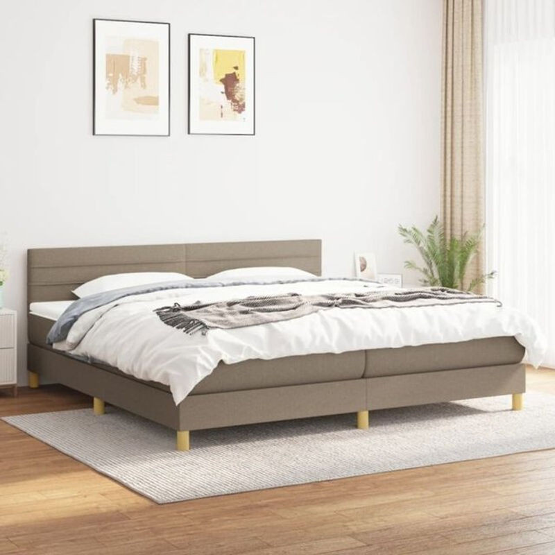 Vidaxl Boxspringbett mit Matratze in Taupe Meliert und Weiß aus Stoff und Holzwerkstoff B/T/H: 200 x 200 x 78 cm - Bild 1