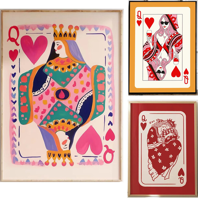 Wandkunstdruck Königin der Herzen von SHENCHEN als bunter digitaler Download im maximalistischen Stil mit abstrakter Herz-Illustration - Bild 1