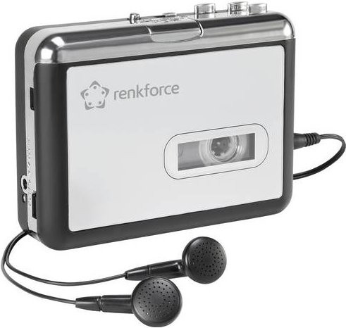 Renkforce RF-CP-170 Kassetten Digitalisierer in Schwarz inklusive In-Ear Kopfhörer und USB-C Anschluss - Bild 1