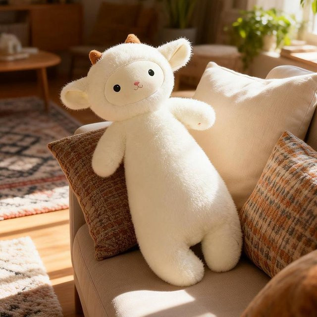 Yiran toy Cartoon-Schaf, Plüsch, Körperkissen, 80cm, Weiß - Bild 1