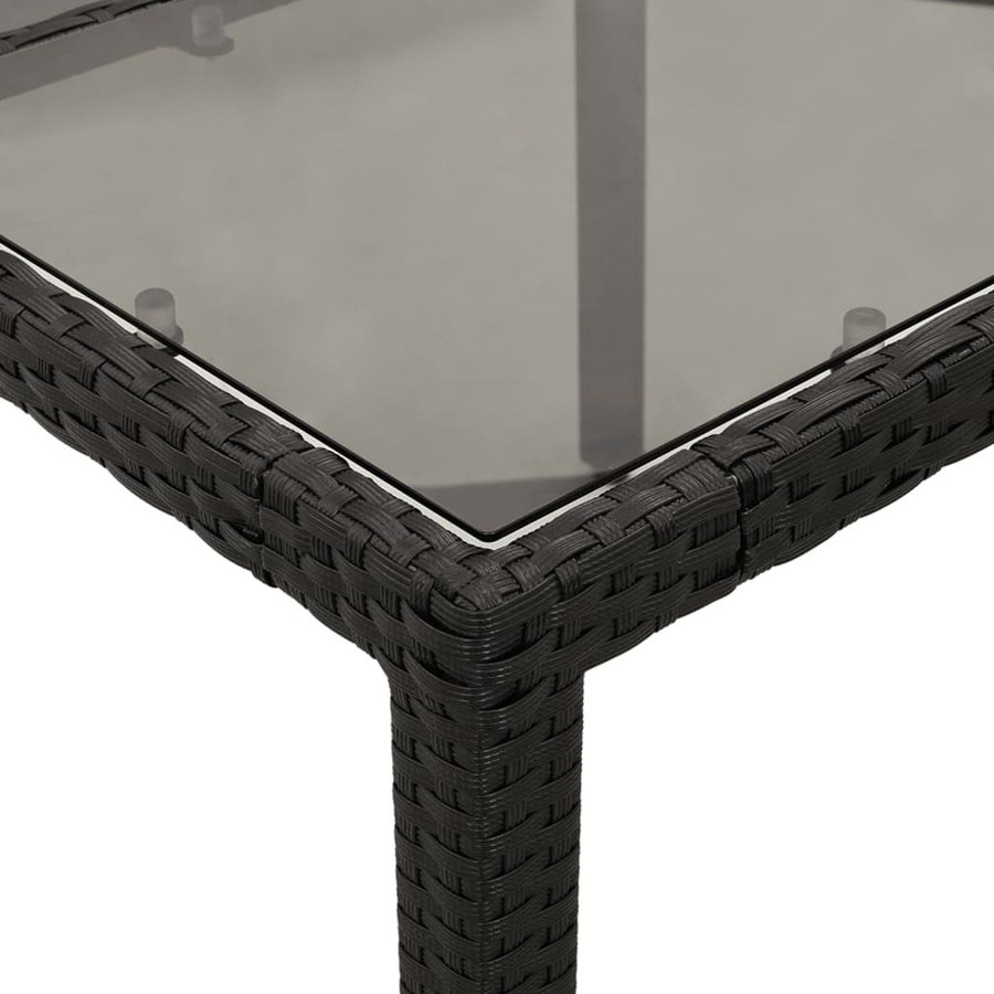 vidaXL Gartentisch aus Polyrattan mit Glasplatte in Schwarz, B/T/H: 150 x 90 x 75 cm - Bild 4