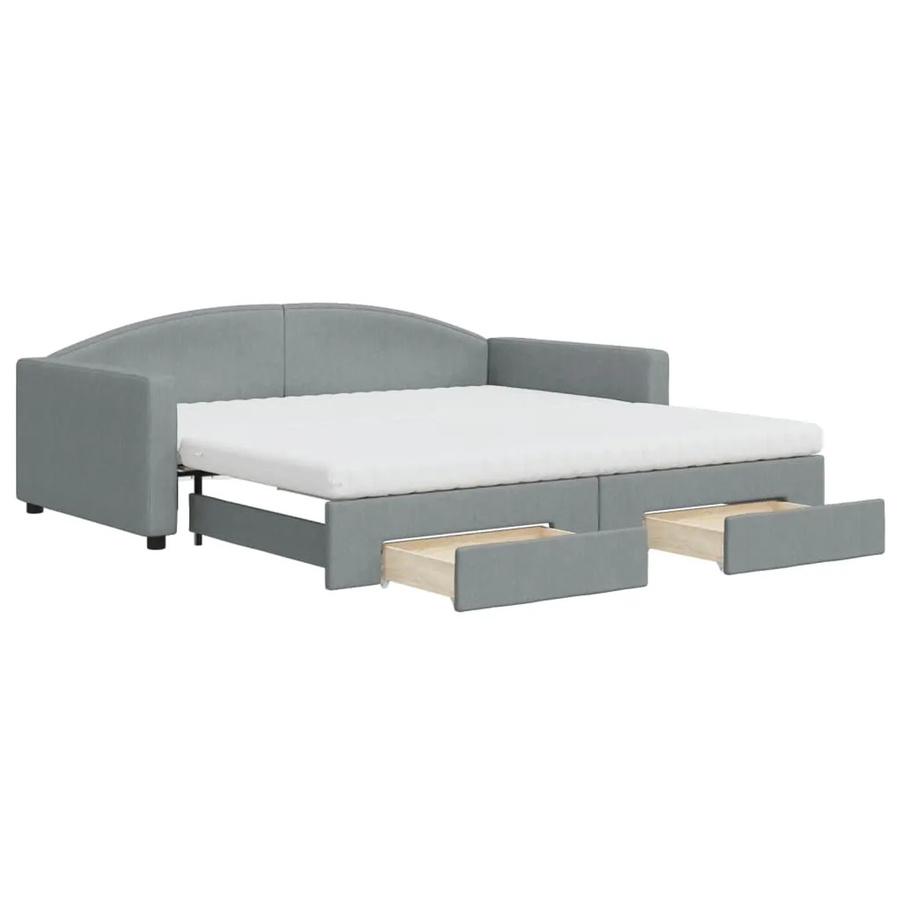 vidaXL Tagesbett ausziehbar mit Schubladen in Grau mit Polsterung und Schlaffunktion B/T/H: 100–120 x 200 x 75 cm - Bild 2