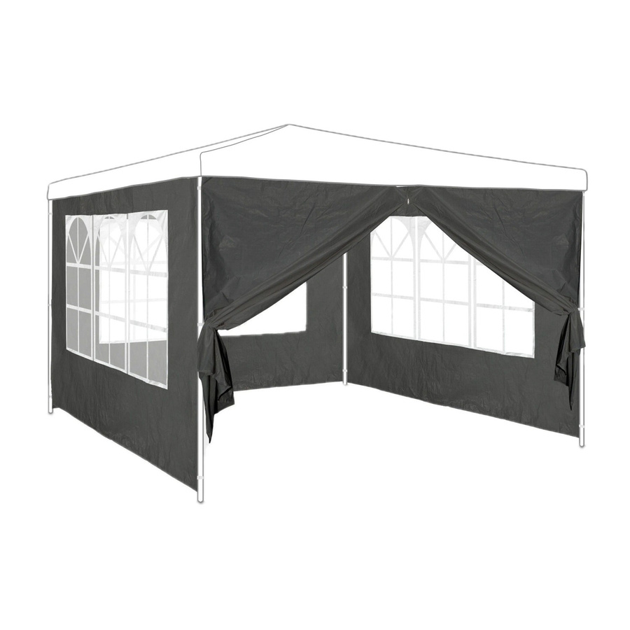Relaxdays Pavillon Seitenwand 4er Set aus PE/PVC in Grau mit Fenster und Verschließfunktion B: 3 m, H: 2 m - Bild 2