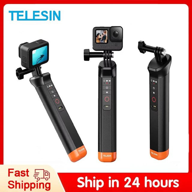 TELESIN Auftriebsstange Selfie Stick mit kabelloser Fernbedienung und Handschlaufe in Schwarz für GoPro Hero 9, 10, 11 und 12 - Bild 1