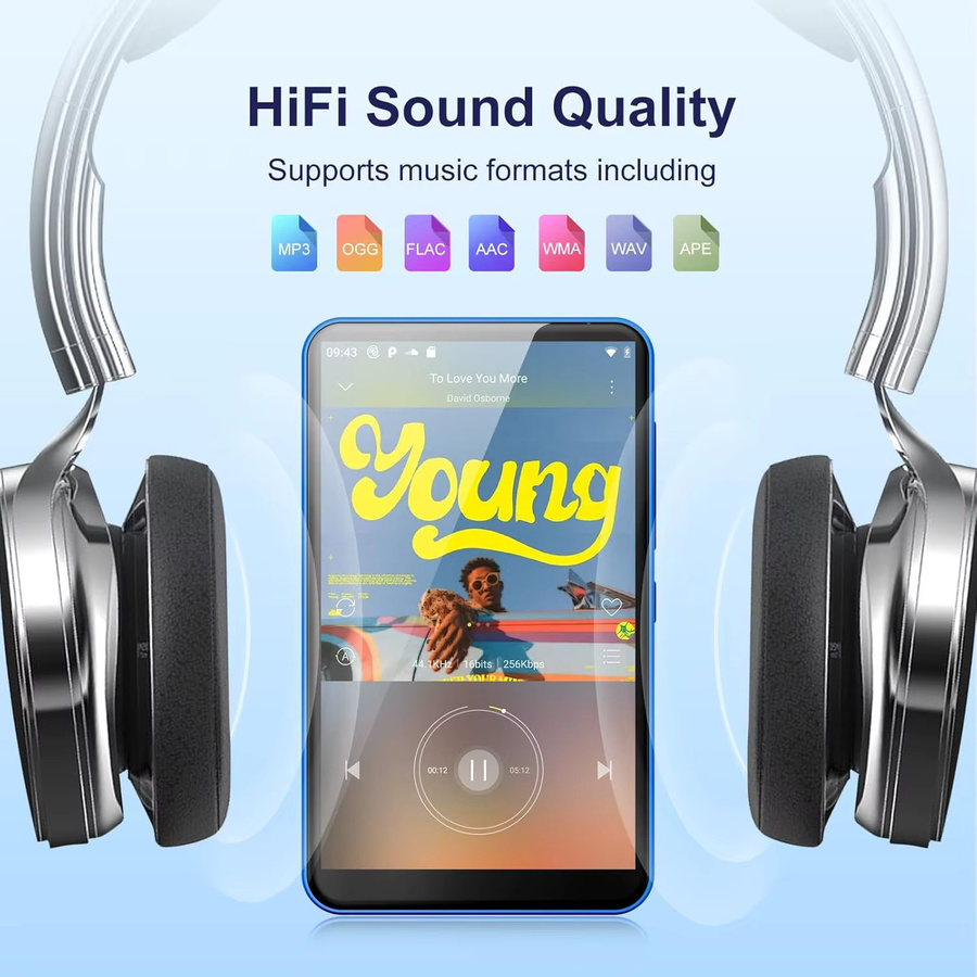 Fanvace MP3-Player mit Bluetooth und WLAN in Blau, 80 GB Android MP4-Player mit 4-Zoll-Touchscreen und 2000 mAh Akku für Spotify - Bild 3