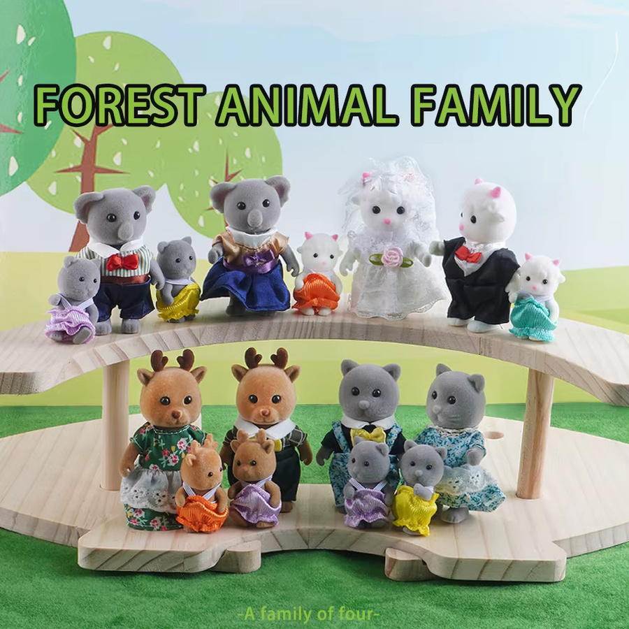 MSFTOYS Wald Tier Spielset mit Rentier, Hase und Panda als Plüsch-Puppenhaus Zubehör in Mehrfarbig - Bild 1