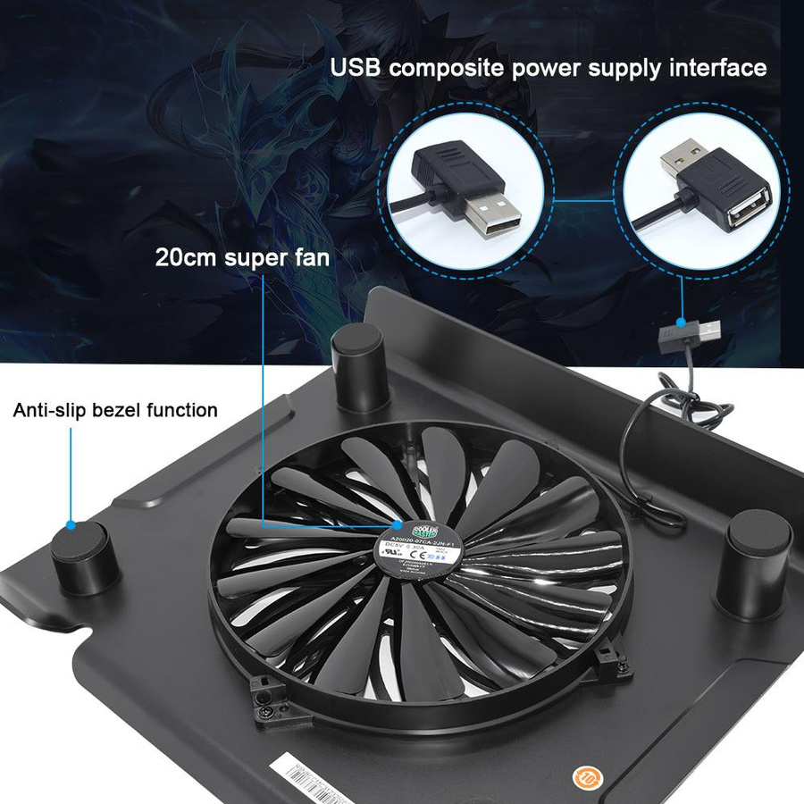 Cooler Master Notebook-Kühlerständer mit leisem Lüfter und 2 USB-Anschlüssen für bis zu 15,4 Zoll, Schwarz - Bild 4