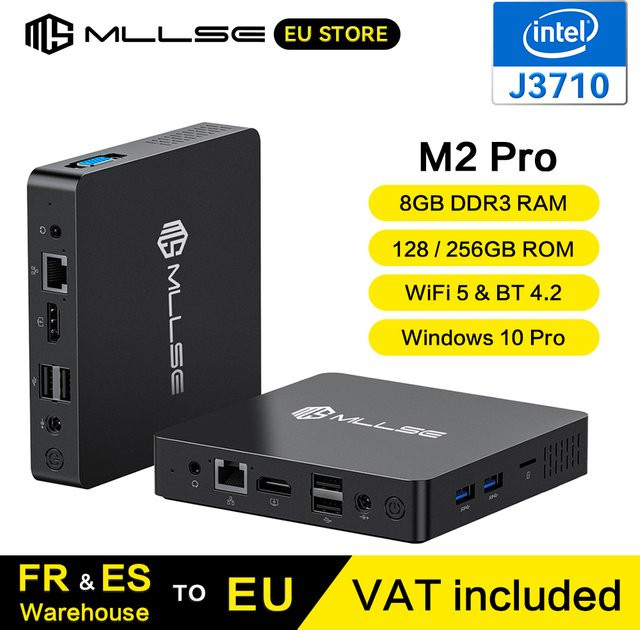 Mini PC MLLSE M2 Pro mit Intel J3710 Prozessor, 8 GB RAM, Windows 10, Wi-Fi 5 und Bluetooth 4.2 in Schwarz - Bild 1