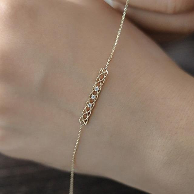 Armband 925 Silber, 14K Gold Überzug, Zirkonia, Damen - Bild 1